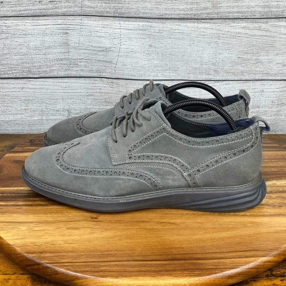 Cole Haan GrandEvolution Gray Suede Wingtip Oxford C35908 Men’s Shoe Size 10.5